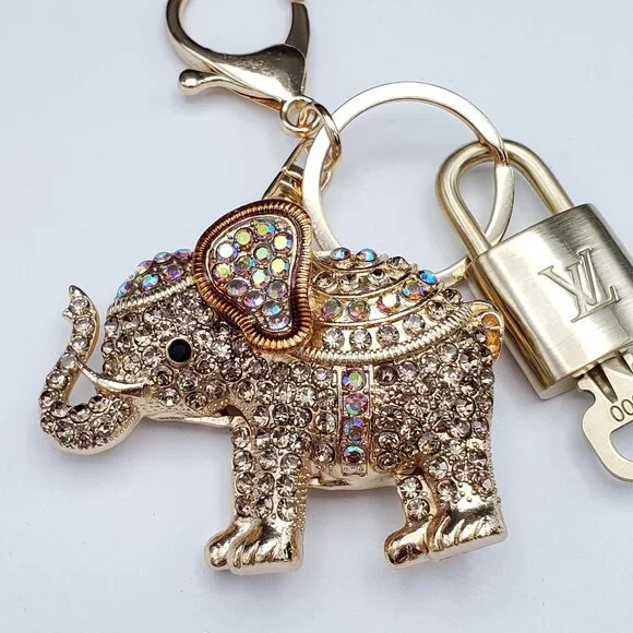 Authentic Louis Vuitton Lock & Key with Unbranded Elephant Charm, Keychain - Picture 4 of 10